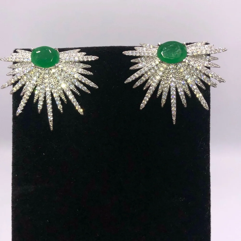 18k 3ct Starburst Earrings - Picture 9 of 13